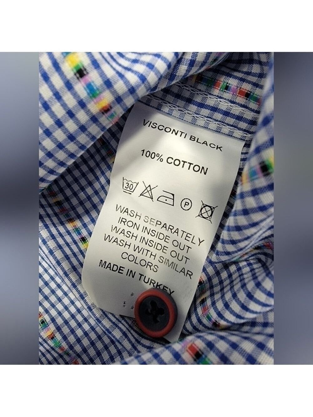 NWT Luchiano Visconti Black Mens S Striped Rainbow Button Up Shirt Long Sleeve - Picture 9 of 12